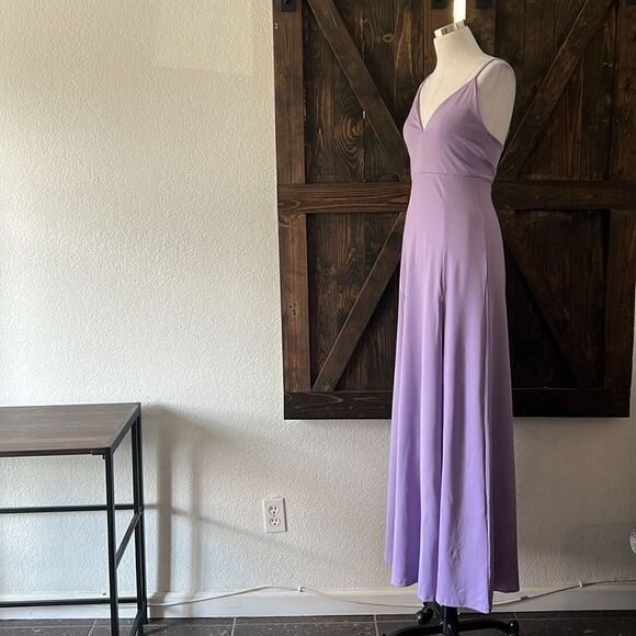 New Evening High Front slits Maxi Lavender Dress - Picture 5 of 11
